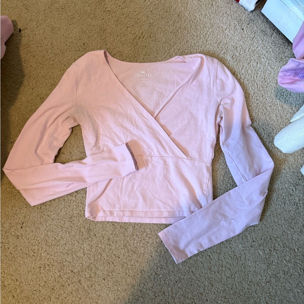 Hollister Women's Pink Wrap Top